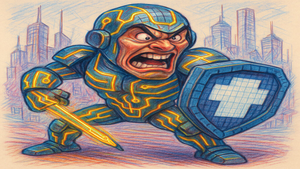 Stylized caricature illustration with light humor and expressive drawing style