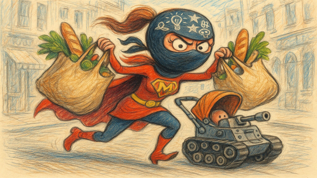 Stylized caricature illustration with light humor and expressive drawing style