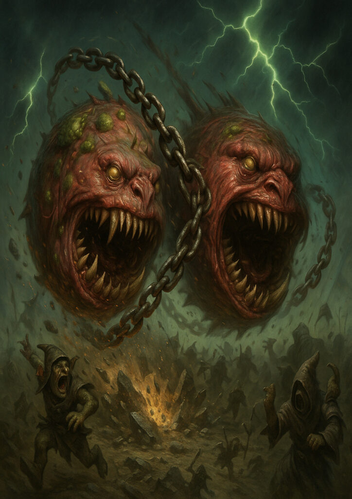 Epic warhammer inspired orks and goblins battlefield