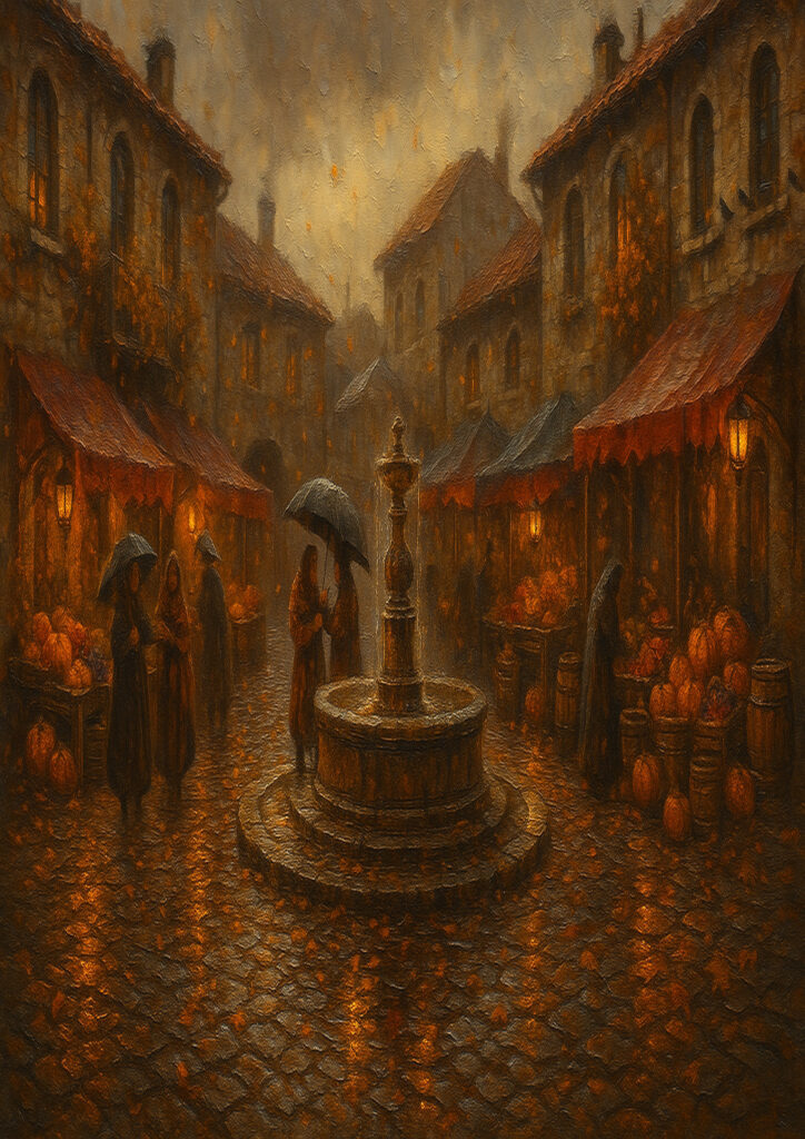 autumn countryside landscape artwork showing rural fields