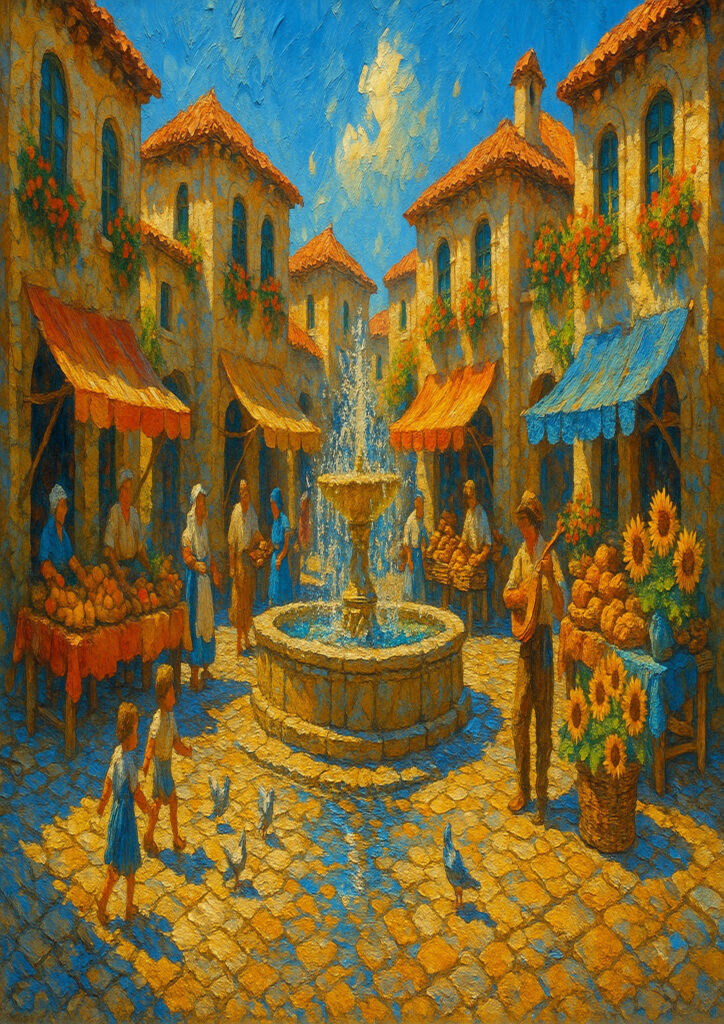 summer countryside landscape artwork showing rural scenery