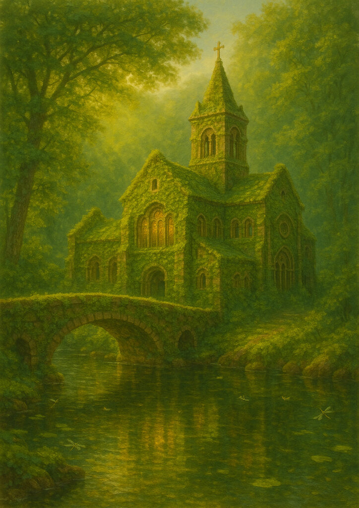 spring countryside landscape artwork showing rural fields