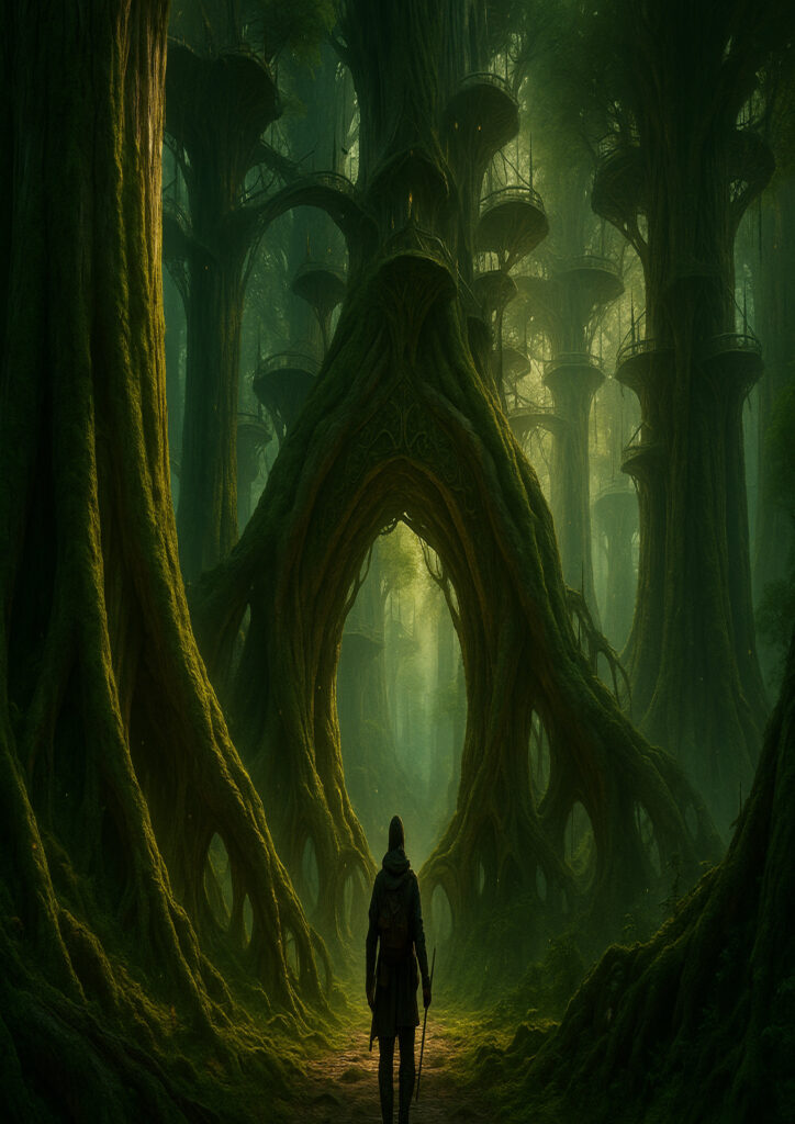 fantasy landscape artwork with mysterious scenery