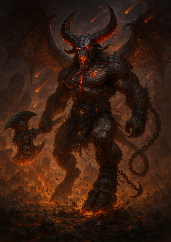 Cinematic warhammer inspired daemons of chaos illustration