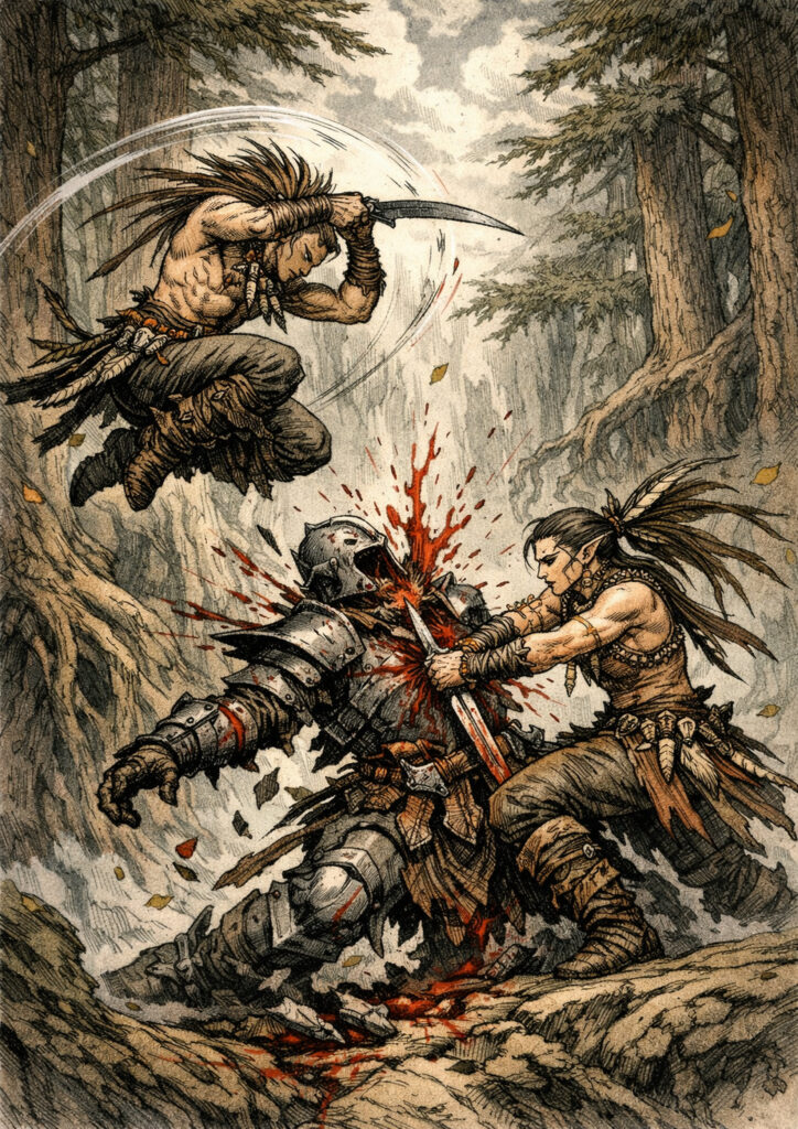 Wood elves warriors inspired by warhammer aesthetic