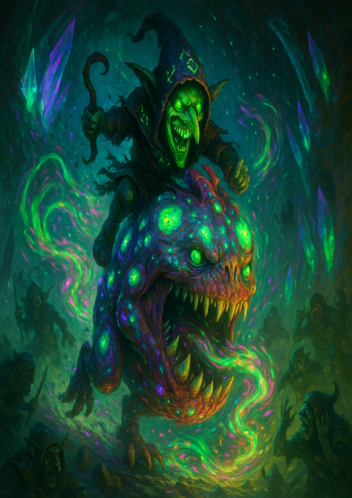 Epic warhammer inspired orks and goblins battlefield