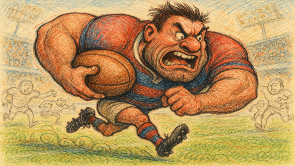 Stylized caricature illustration with light humor and expressive drawing style