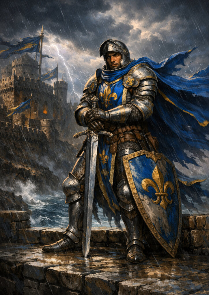 Cinematic warhammer inspired knight illustration