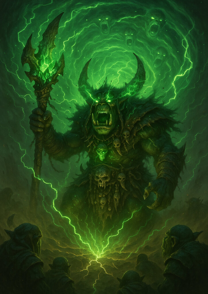 Orks and goblins army inspired by warhammer aesthetic