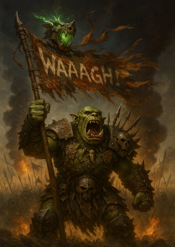 Orks and goblins army inspired by warhammer aesthetic