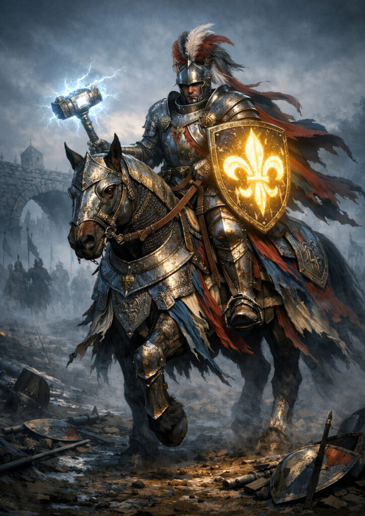 Cinematic warhammer inspired knight illustration