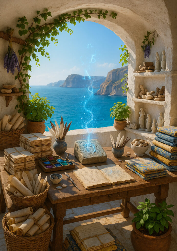 cozy room with cultural decor and warm lighting