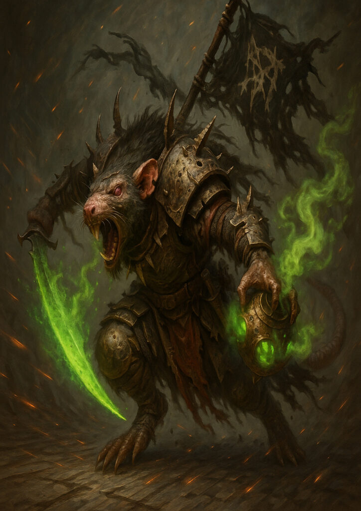 Warhammer inspired skaven warriors dark fantasy artwork