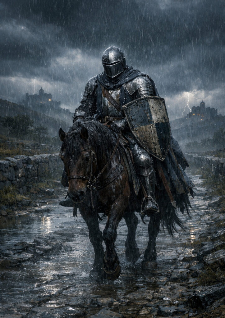Cinematic warhammer inspired knight illustration