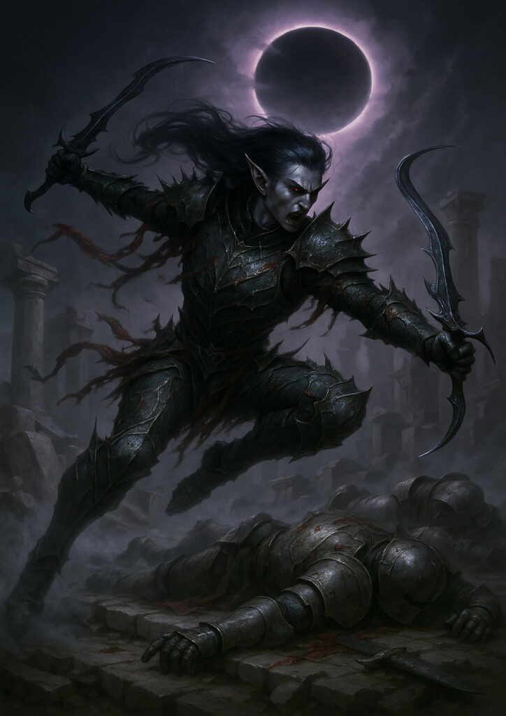 Dark elf army inspired by Warhammer fantasy universe