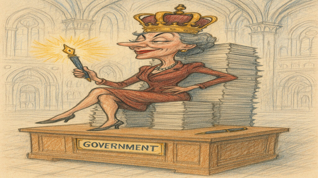 Stylized caricature illustration with light humor and expressive drawing style