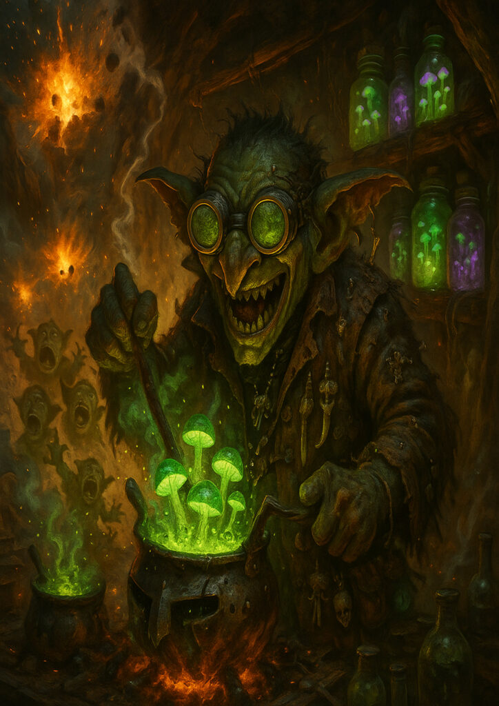 Orks and goblins army inspired by warhammer aesthetic