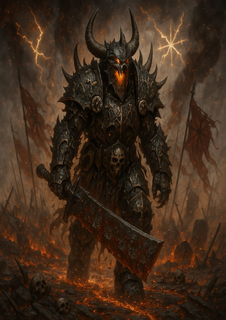 High detail warhammer inspired chaos warriors characters