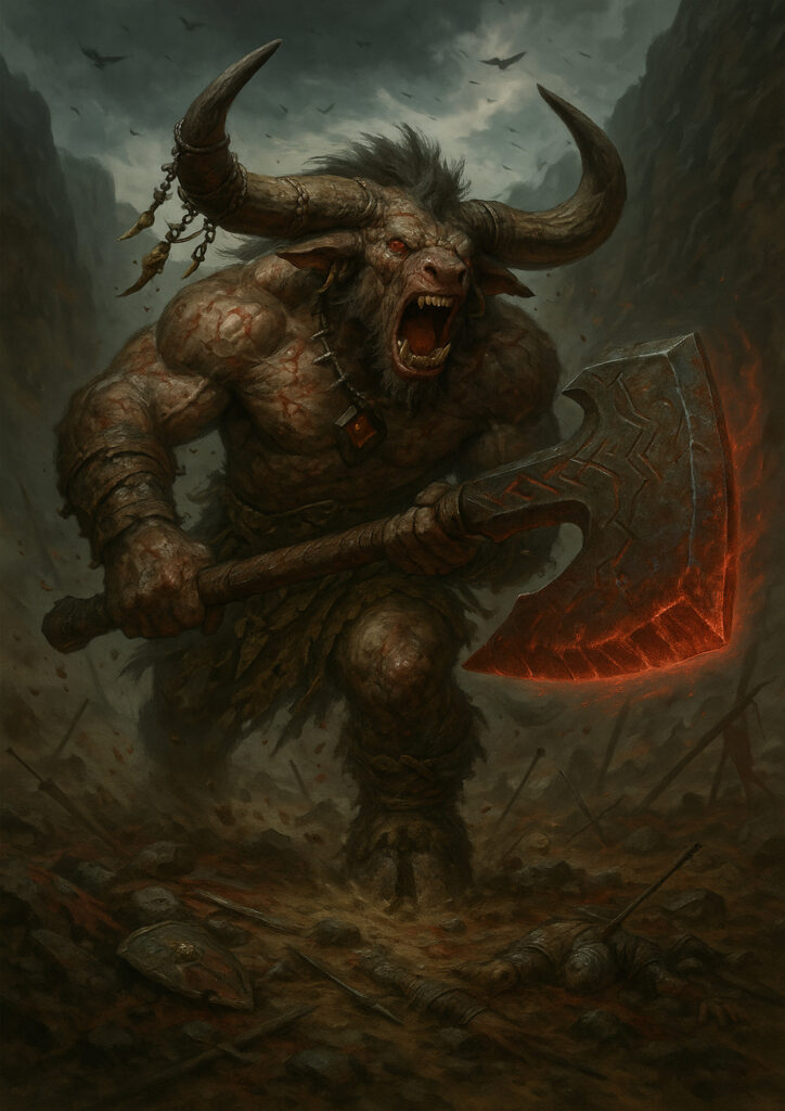 Warhammer inspired beastmen warriors dark fantasy style