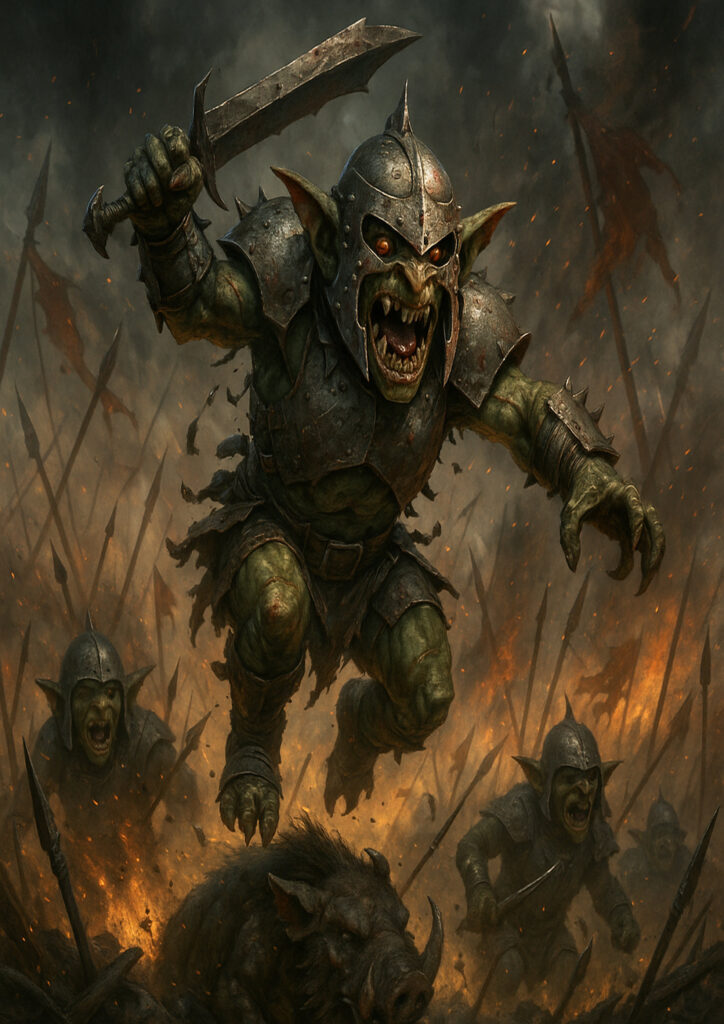 Warhammer inspired orks and goblins fantasy artwork