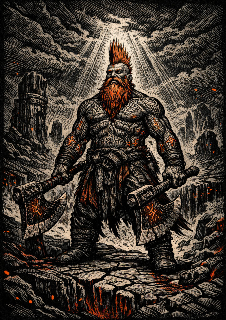 Fantasy dwarfs warriors with warhammer influence