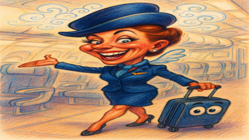 Stylized caricature illustration with light humor and expressive drawing style