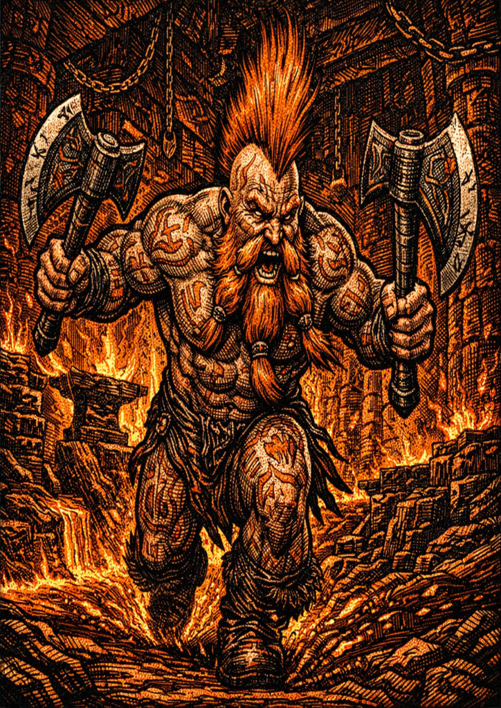 Fantasy dwarfs warriors with warhammer influence