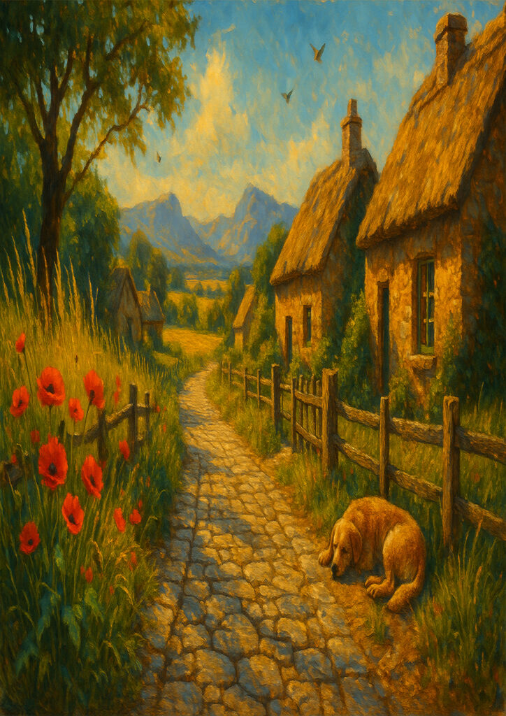 summer countryside landscape artwork showing rural scenery