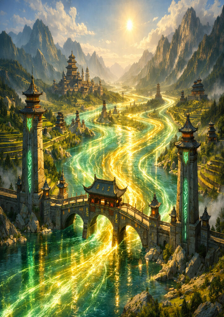 fantasy landscape artwork with mysterious scenery