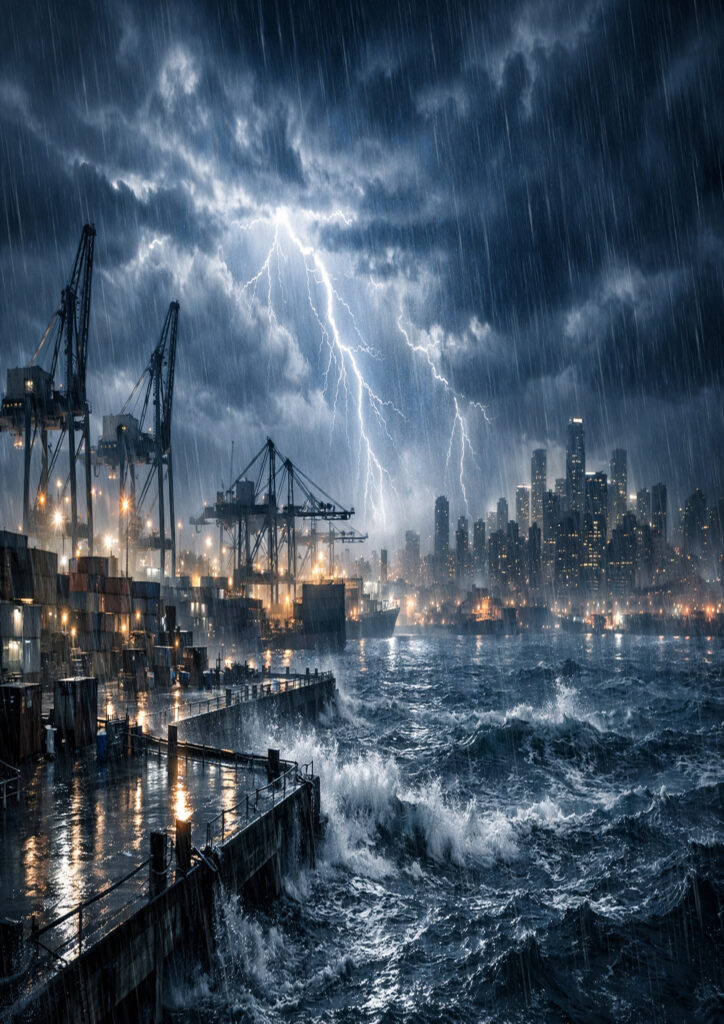 storm landscape scene with powerful atmospheric weather