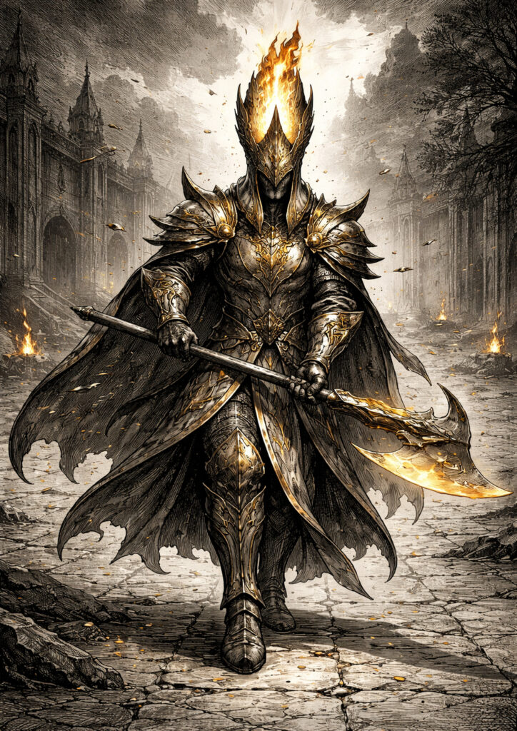 Epic warhammer inspired high elves battlefield scene