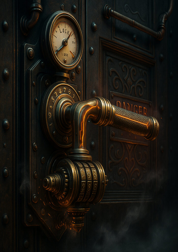 Steampunk everyday item artwork portraying a functional object enhanced with gears and steam-powered elements.