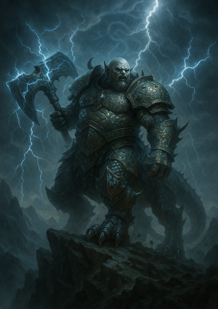 Chaos warriors in heavy armor warhammer inspired art