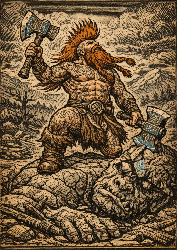 Fantasy dwarfs warriors with warhammer influence