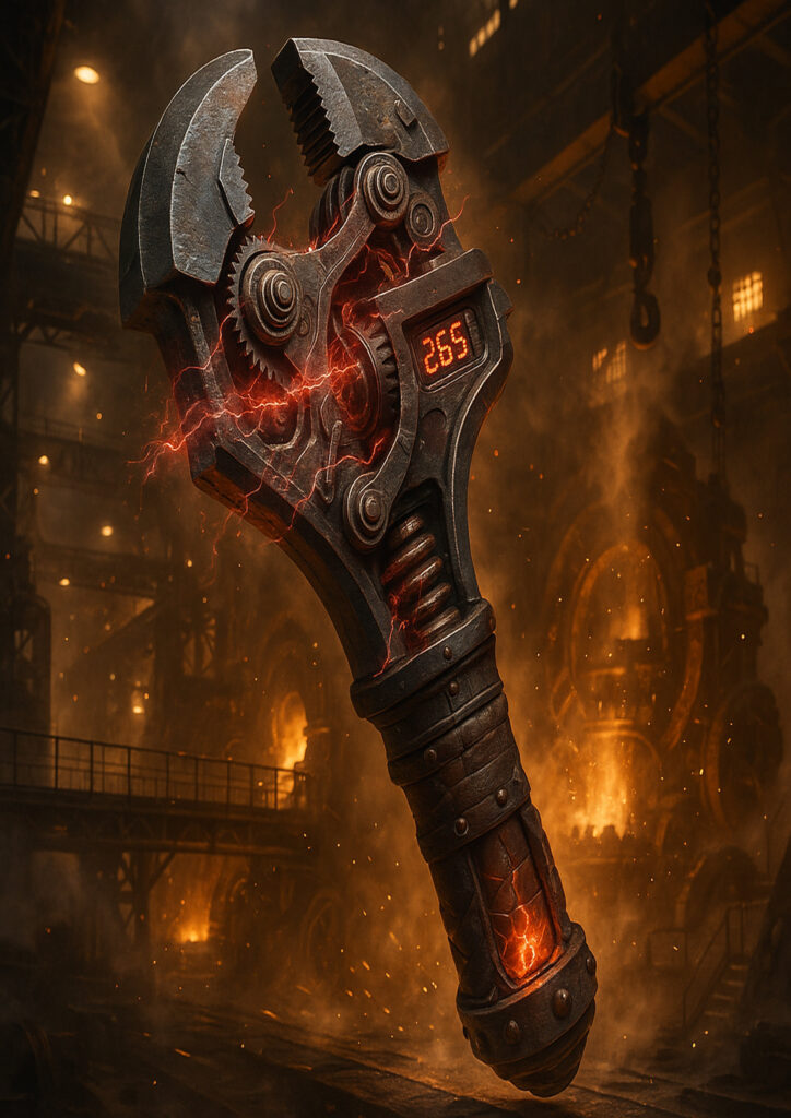 Illustration of a familiar object transformed into a steampunk mechanical device.