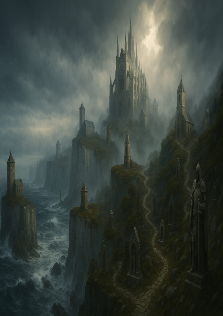 fantasy landscape image inspired by mythical realms