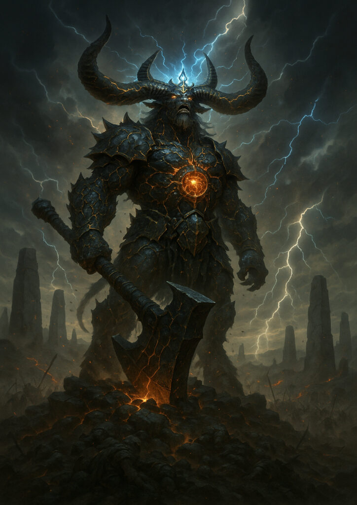 Warhammer inspired beastmen warriors dark fantasy style