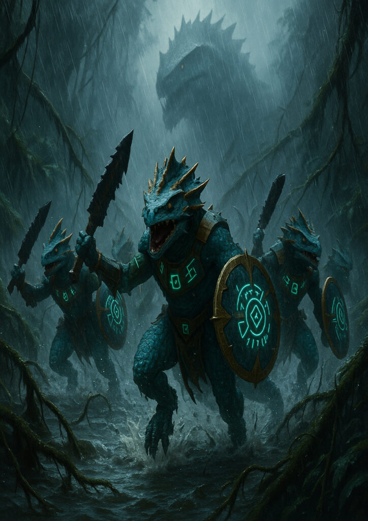 High detail warhammer inspired lizardmen characters