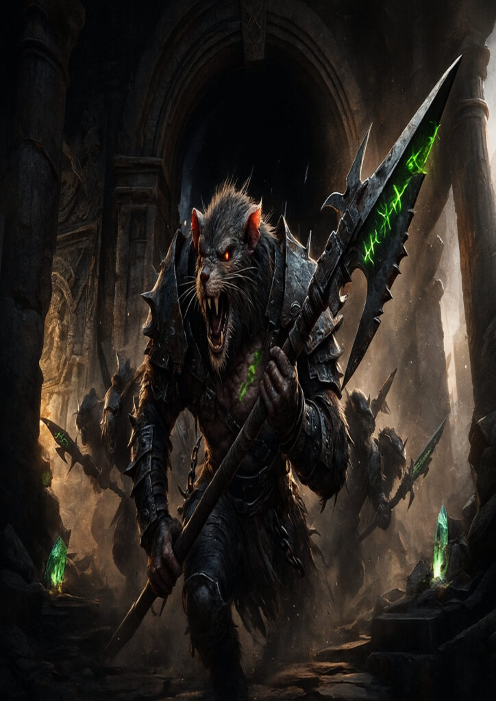 Warhammer inspired skaven warriors dark fantasy artwork