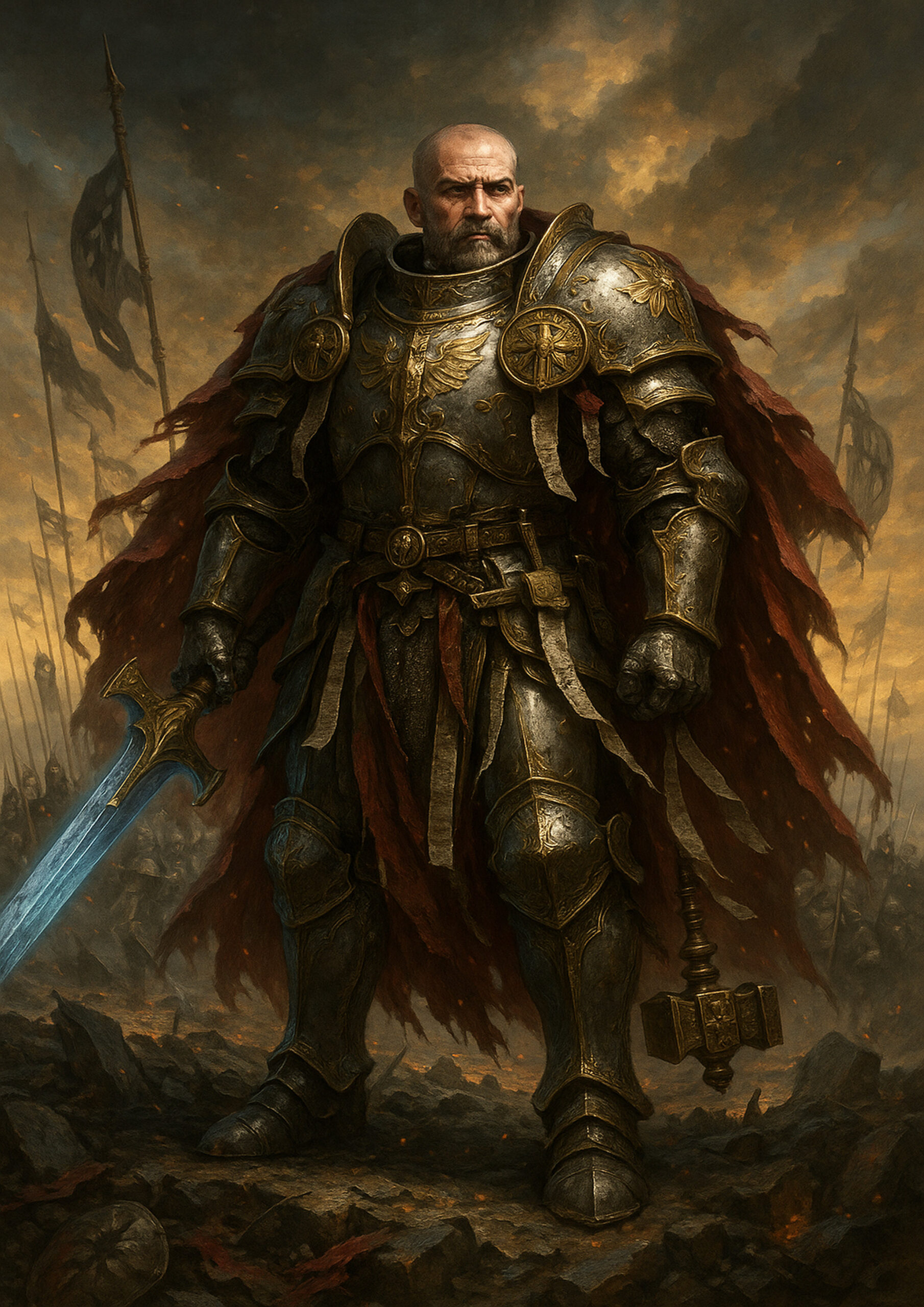 Heavily armored empire soldiers warhammer inspired art