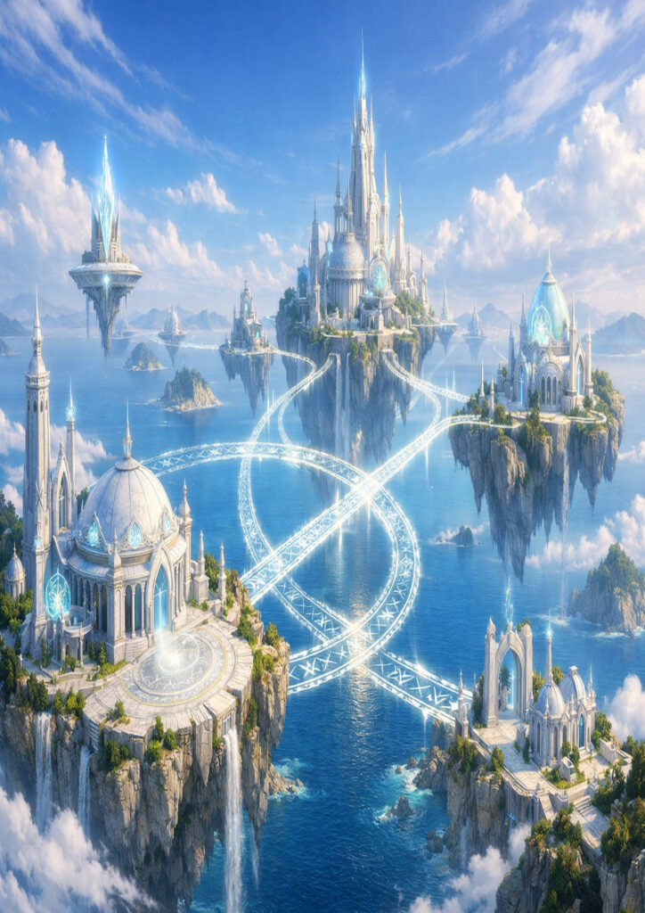 fantasy landscape scene with ancient civilization remains