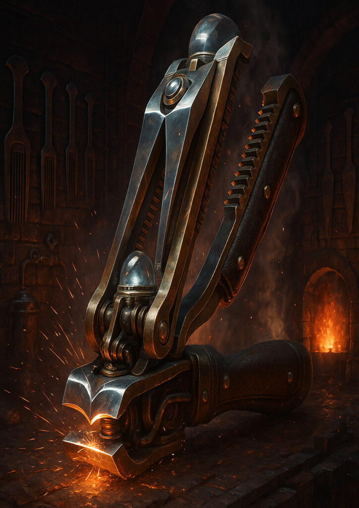 Everyday item illustrated as a steampunk invention inspired by Victorian industrial technology.