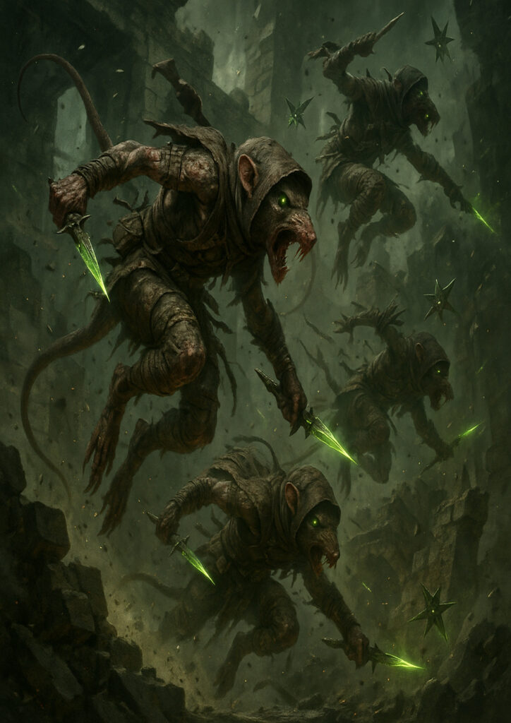 Warhammer inspired skaven warriors dark fantasy artwork