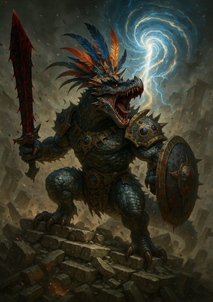 Savage lizardmen warriors warhammer inspired artwork