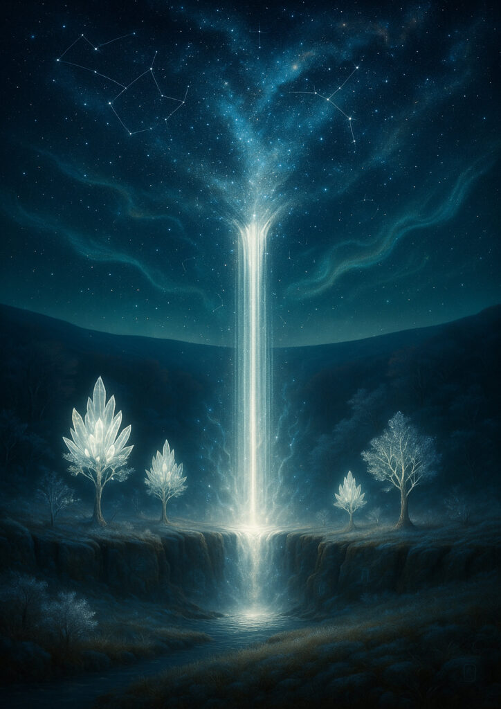 photorealistic waterfall landscape image with natural mist