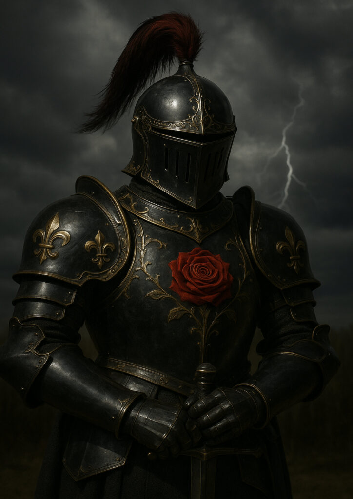 Ultra realistic medieval knight portrait, photorealistic armor and helmet details, epic fantasy knight wall decor
