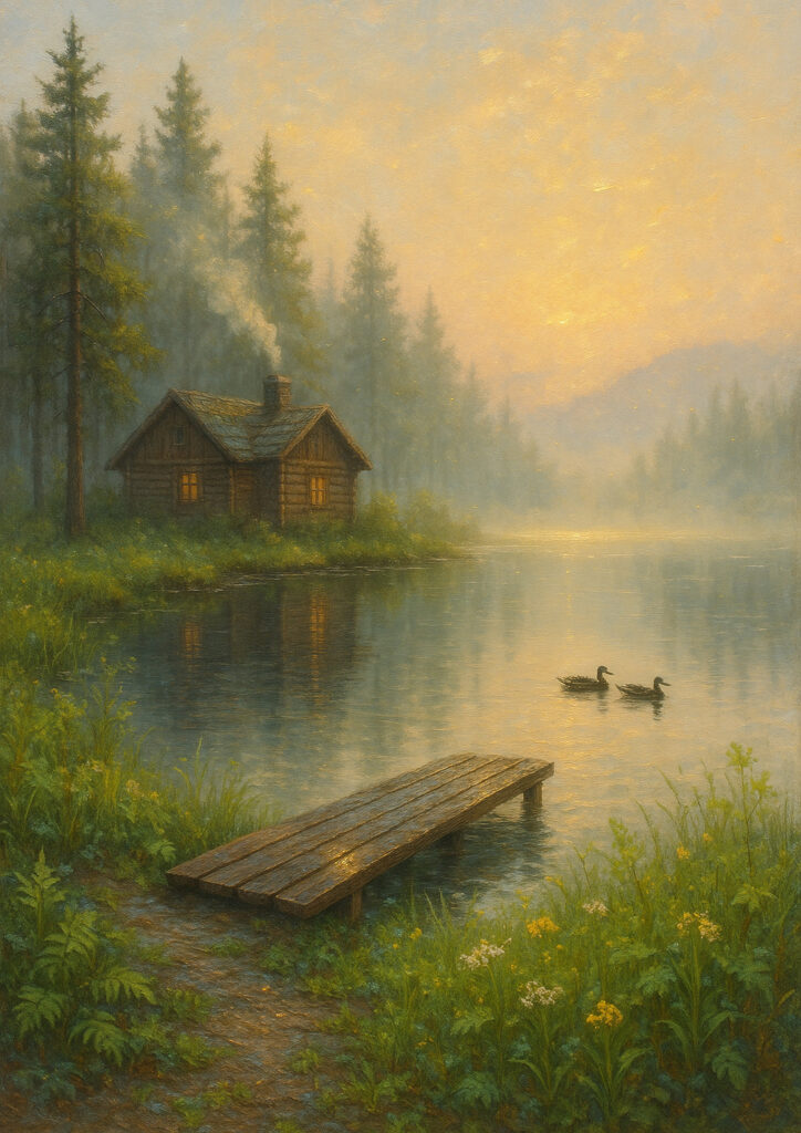 spring countryside landscape artwork showing rural fields