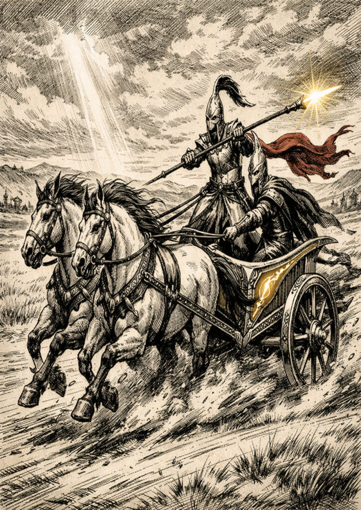 Epic warhammer inspired high elves battlefield scene