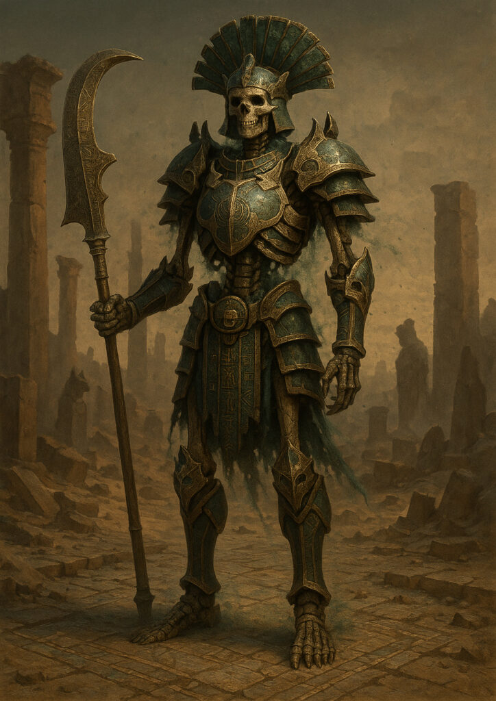 Epic warhammer inspired tomb kings desert battlefield