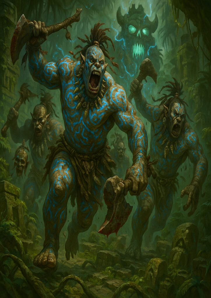 Chaotic orks and goblins warhammer inspired artwork